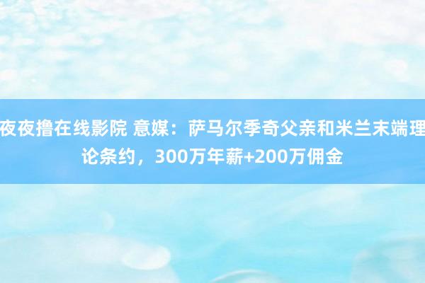 夜夜撸在线影院 意媒：萨马尔季奇父亲和米兰末端理论条约，300万年薪+200万佣金