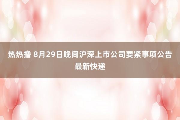 热热撸 8月29日晚间沪深上市公司要紧事项公告最新快递